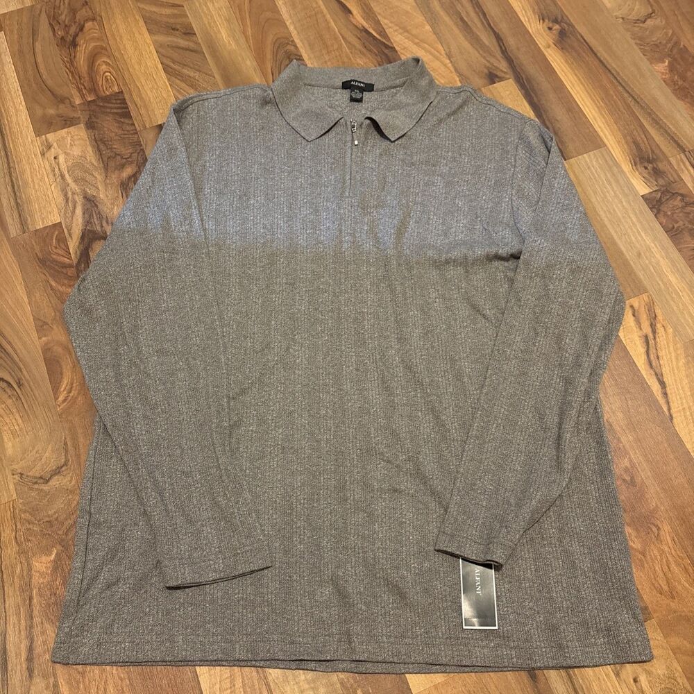Clean Professional Alfani Grey Heather Men’s Quarter Zip Longsleeve NWT Size XXL